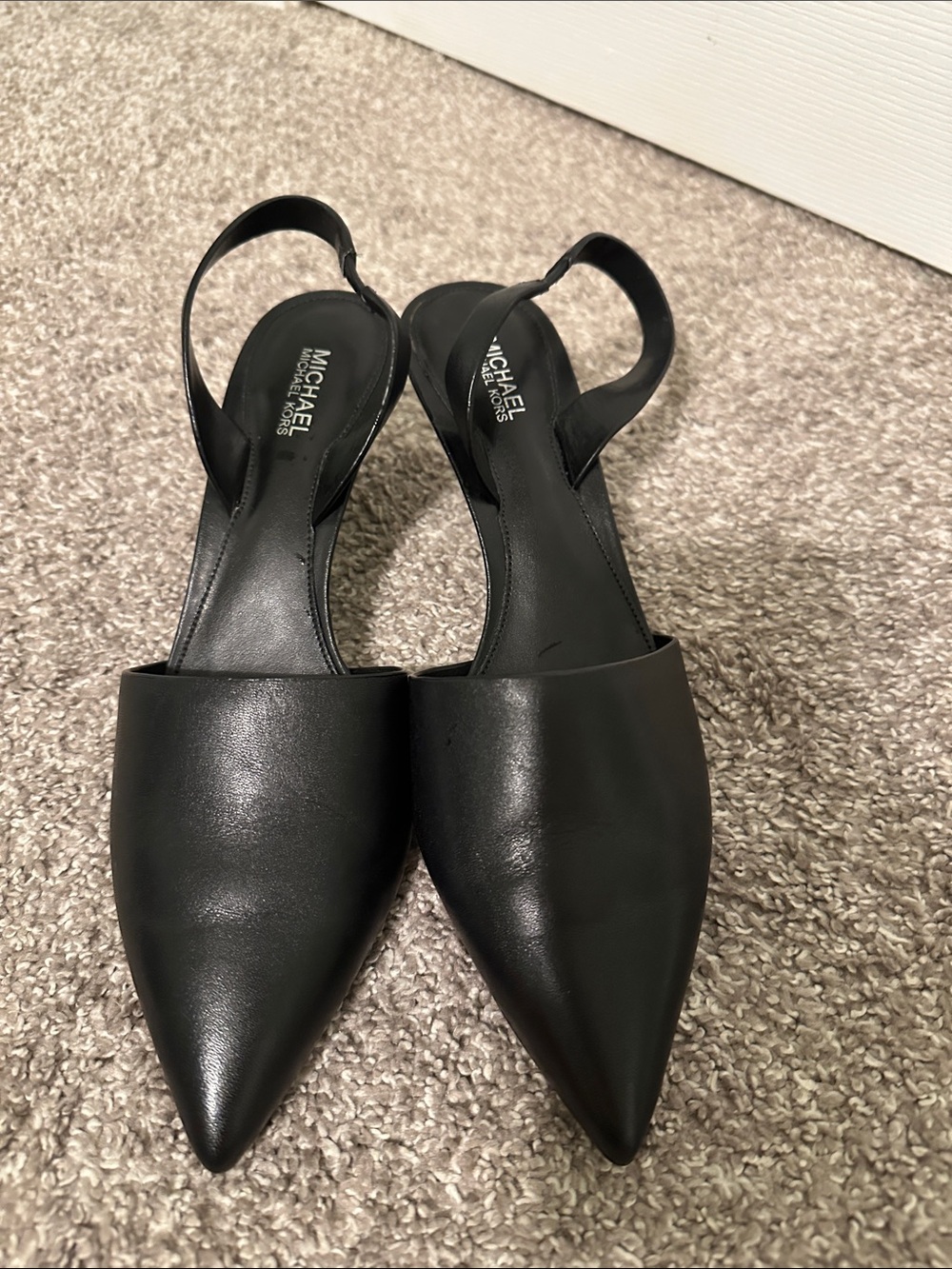 Michael Kors Black Pointed Slingback Flats - Leather